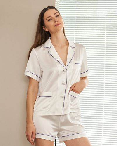 LILYSILK Pyjama Short Soie Avec Passepoil Contrasté Et Poches 100% Soie Conçu Pour La Beauté Une Meilleure Peau L - LILYSILK - Modalova