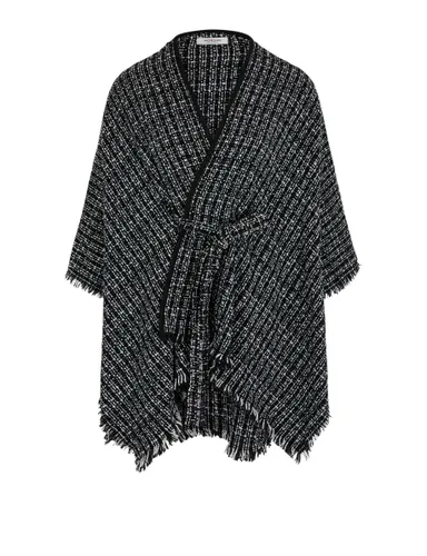 Cape ceinturée tweed noir femme - Morgan - Modalova