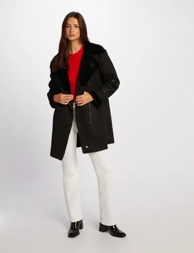 Manteau long suédine noir femme - Morgan - Modalova