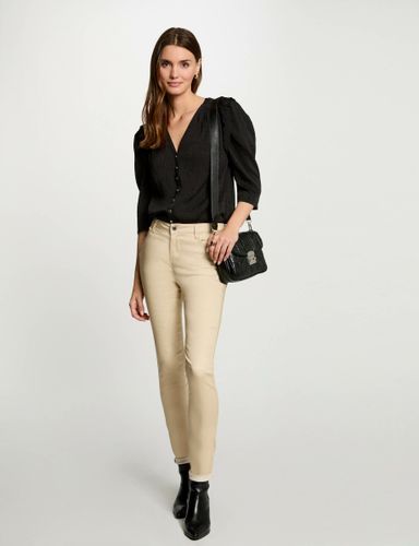 Pantalon skinny enduit beige femme - Morgan - Modalova