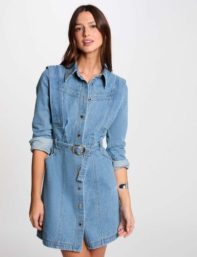 Robe ajustée boutonnée en jean - Morgan - Modalova
