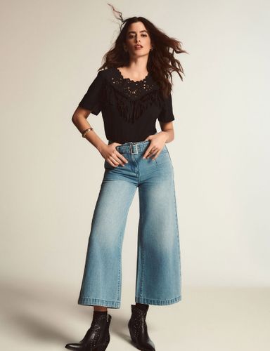 Jeans large 7/8ème ceinturé - Morgan - Modalova