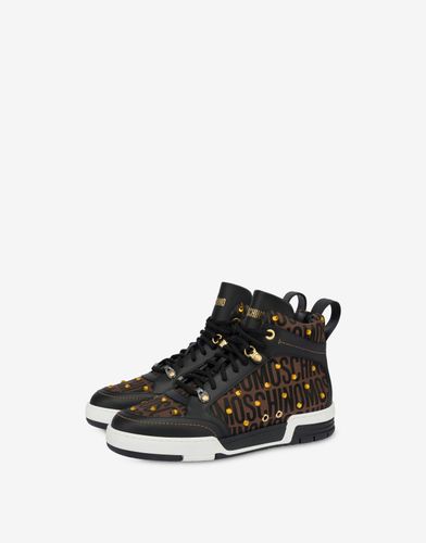 Sneakers Montantes Avec Strass Allover Logo - Moschino - Modalova