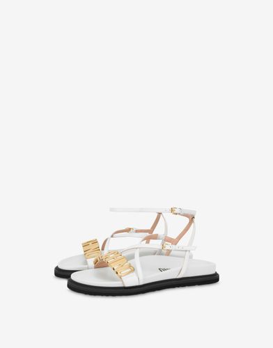 Sandales Basses En Cuir De Veau Lettering Logo - Moschino - Modalova
