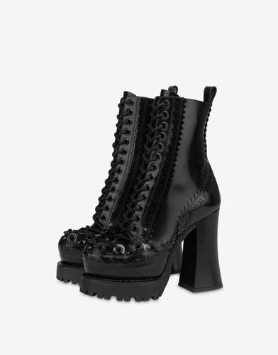 Bottines Montantes En Cuir De Veau Poli - Moschino - Modalova