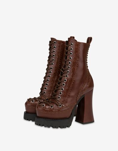 Bottines Montantes En Cuir De Veau Shiny - Moschino - Modalova