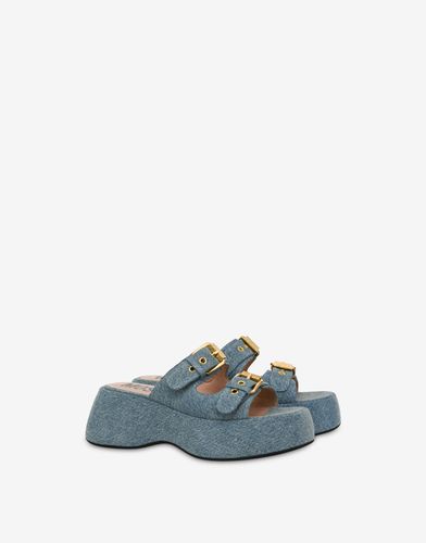 Sandales À Plateforme En Denim Buckles - Moschino - Modalova