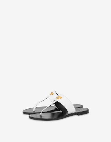 Sandales Entredoigts En Cuir De Veau Metal Logo - Moschino - Modalova