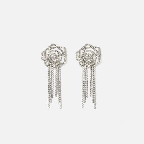 Samanta longues boucles d'oreilles fleurs avec strass - MISAKO - Modalova