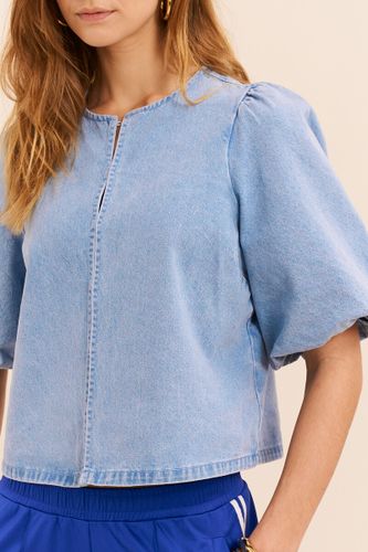 Top en denim à manches bouffantes | - My jewellery - Modalova
