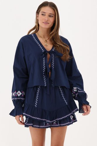 Top bleu avec nœuds et détails de broderie | - My jewellery - Modalova