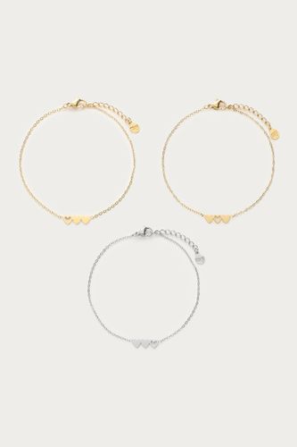 Set de 3 bracelets à 3 coeurs - 2 dorés et 1 é | - My jewellery - Modalova