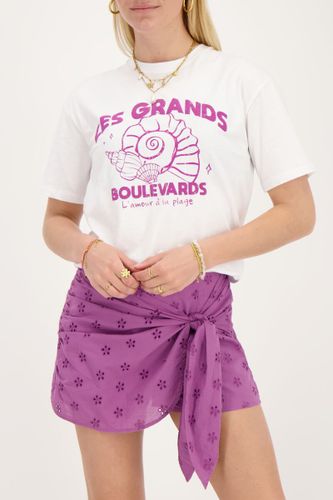 Jupe-short violette avec broderie florale | - My jewellery - Modalova