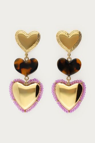 Boucles d'oreilles Sunrocks imprimées léopard avec cœurs et perles fantaisie | - My jewellery - Modalova