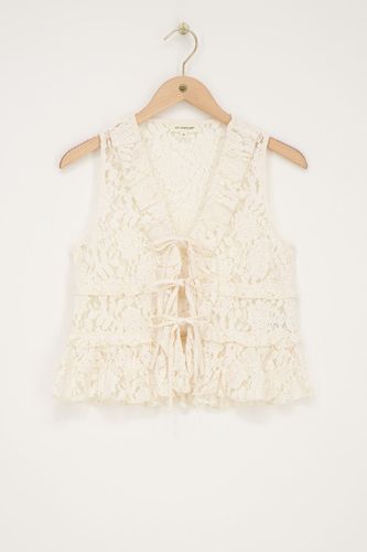 Top en dentelle blanche avec volants et nœuds | - My jewellery - Modalova