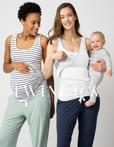 Two Pack Essential Maternity to Nursing Vest Tops in & Stripe | - Seraphine - Modalova