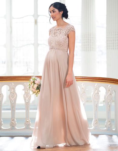 Blush Silk & Eyelash Lace Maternity Gown | - Seraphine - Modalova