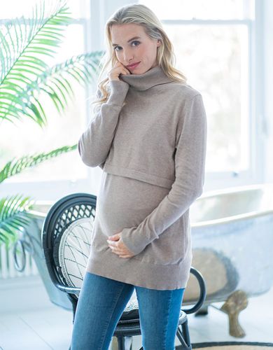 Pull grossesse et allaitement coton - Gris - Seraphine - Modalova