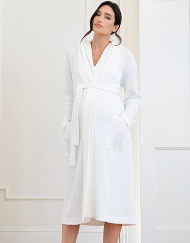 Robe grossesse et allaitement de chambre gaufrée à capuche en coton - Seraphine - Modalova