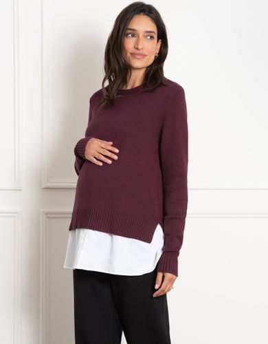 Knit Jumper with Woven Maternity & Nursing Shirt | - Seraphine - Modalova