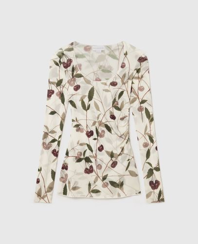 Haut a manches longues en mesh avec imprime cerises, , , Taille: S - Stella McCartney - Modalova