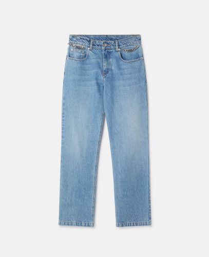 Jean court bleu clair délavé avec maillons Falabella, , , Taille: 26 - Stella McCartney - Modalova