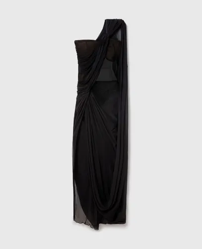 Robe longue avec empiecements transparents fronces noues, , , Taille: 38 - Stella McCartney - Modalova