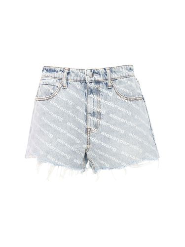 Short Taille Haute En Denim À Logo Floqué - ALEXANDER WANG - Modalova