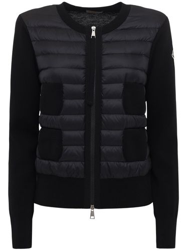 Cardigan Zippé En Laine Vierge Rembourrée - MONCLER - Modalova