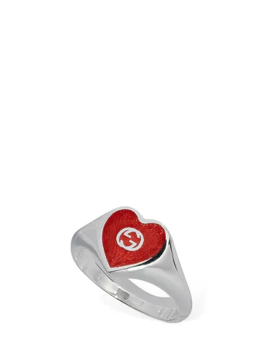 Bague En Émail Gg Heart - GUCCI - Modalova