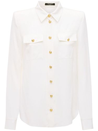 Chemise En Soie Crêpe De Chine Transparente - BALMAIN - Modalova