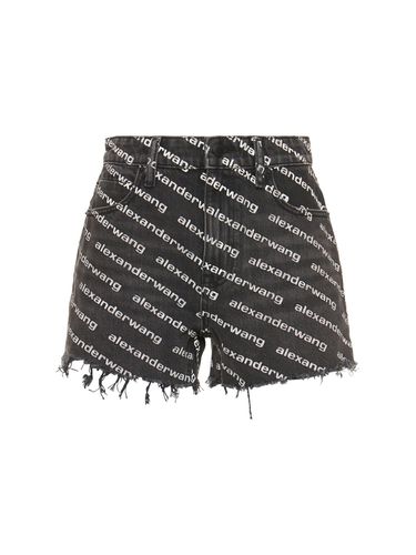 Short En Denim De Coton À Logo Bite - ALEXANDER WANG - Modalova