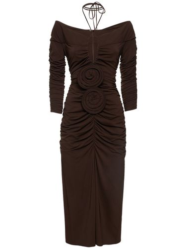 Robe Midi En Jersey Froncé Détail Fleur - MAGDA BUTRYM - Modalova