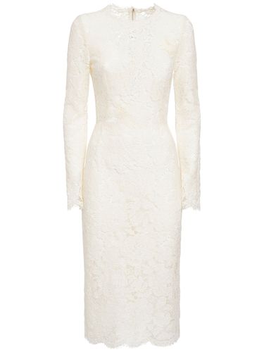 Robe Midi En Dentelle À Manches Longues - DOLCE & GABBANA - Modalova