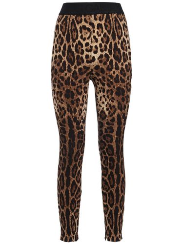 Legging En Jersey Imprimé Léopard - DOLCE & GABBANA - Modalova