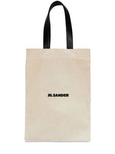 Tote Bag En Lin Et Toile À Logo - JIL SANDER - Modalova