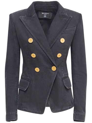 Blazer En Denim De Coton À 6 Boutons - BALMAIN - Modalova