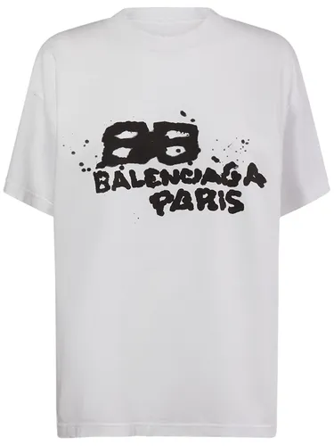 T-shirt En Coton À Coupe Medium - BALENCIAGA - Modalova