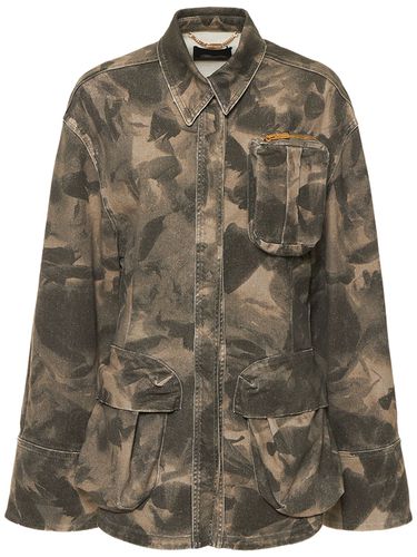 Veste En Denim De Coton Imprimé Militaire - BLUMARINE - Modalova