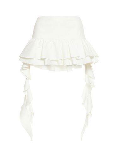 Jupe Courte En Crêpe De Coton Mélangé À Volants - BLUMARINE - Modalova