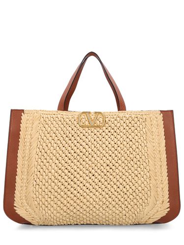 Sac Cabas En Crochet De Raphia Vlogo Signature - VALENTINO GARAVANI - Modalova