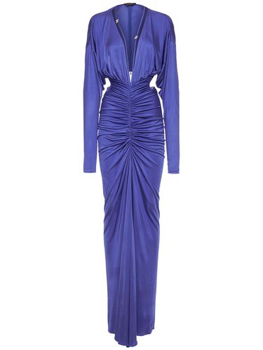 Robe Longue En Jersey Ajouré Col En V - ZUHAIR MURAD - Modalova