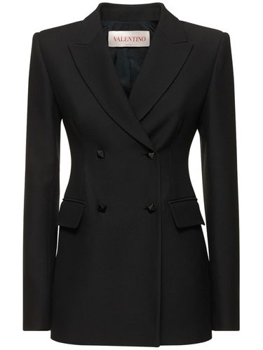 Blazer En Crêpe De Soie Et Laine Double Boutonnage - VALENTINO - Modalova