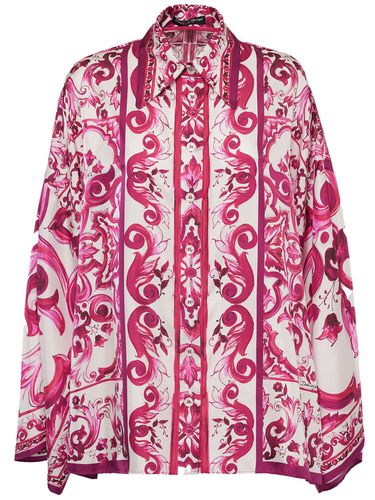 Chemise Kimono En Sergé De Soie Imprimé Maiolica - DOLCE & GABBANA - Modalova