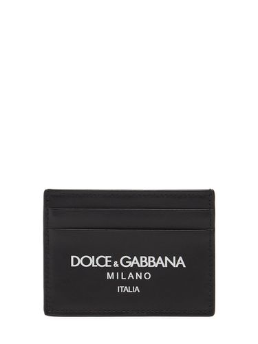 Porte-cartes En Cuir Imprimé Logo - DOLCE & GABBANA - Modalova