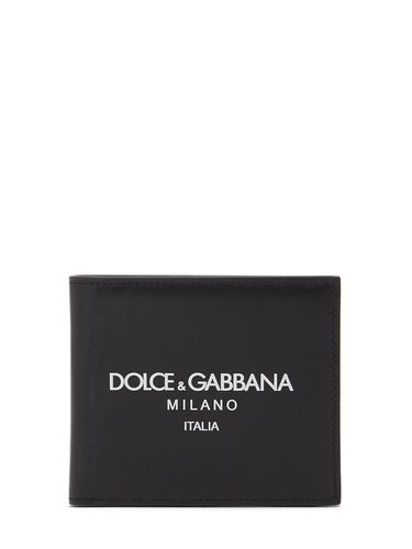 Portefeuille À Deux Volets En Cuir Imprimé Logo - DOLCE & GABBANA - Modalova