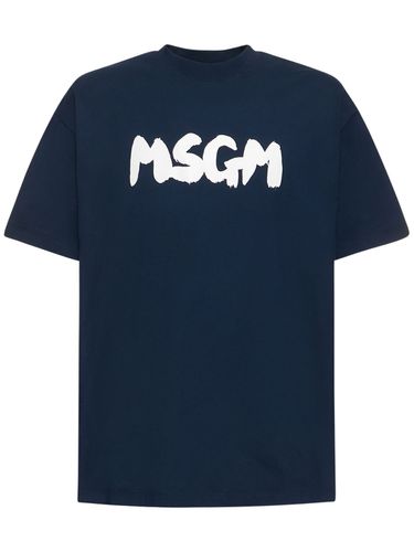 T-shirt En Jersey De Coton À Imprimé Logo - MSGM - Modalova