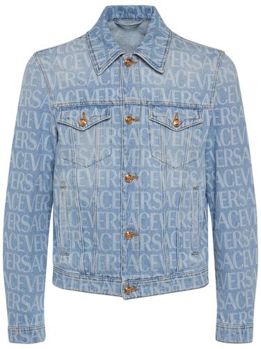 Veste En Denim De Coton À Monogramme - VERSACE - Modalova