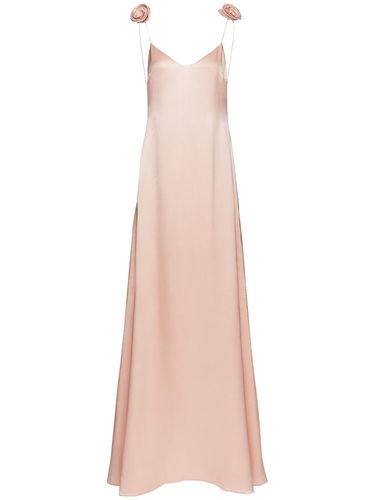 Robe Longue En Satin De Soie Détail Roses - MAGDA BUTRYM - Modalova