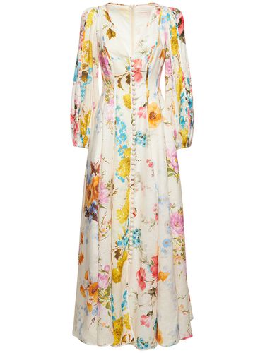 Robe Longue En Lin Floral Halcyon - ZIMMERMANN - Modalova